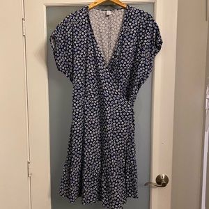 Blue Floral Summer Wrap Dress